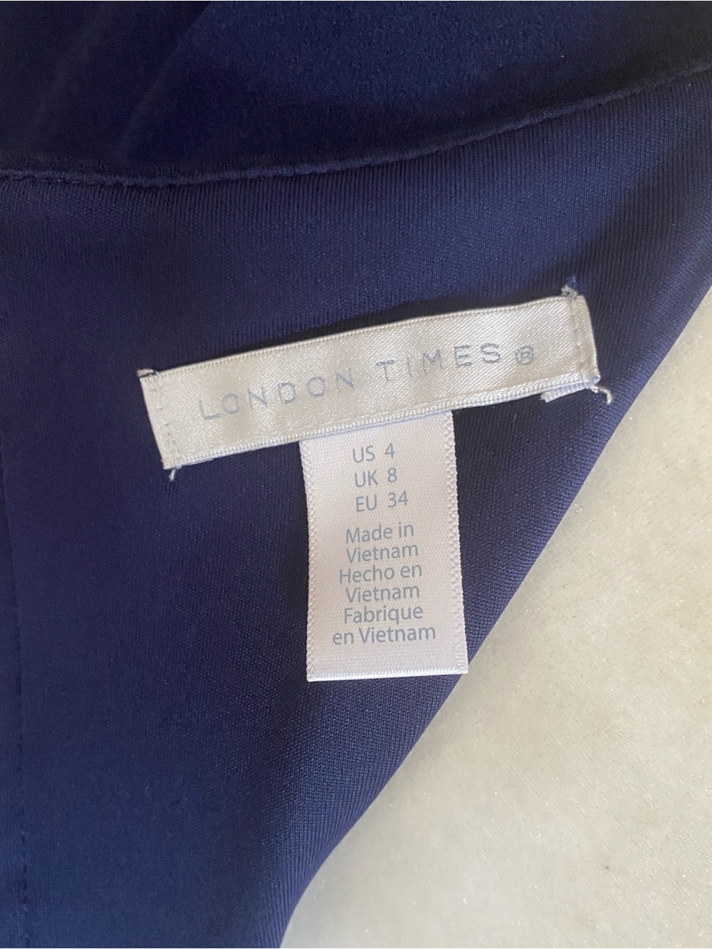 London Times Navy Peplum Midi Dress - Picture 6 of 7